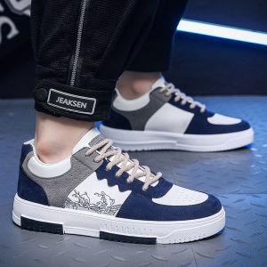 # รองเท้าผ้าใบหุ้มข้อผู้ชายเวอร์ชั่นเกาหลีใหม่ เย็บลายสก๊อต พื้นรองเท้าหนา ระบายอากาศได้ดี เดินไม่เมื่อย