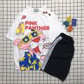 Set Đồ Bộ In Hình Chú Báo Hồng- the pink panther cartoon 3D Cute DB45-Lapi VN Áo+ Quần Đùi Vải Thun Cotton Thoáng Mát. 