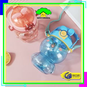 MI-C761 Botol Minum Bayi Gelas Anak Balita Training Cup Baby 535ML / Botol Air Minum Anak Sedotan Karakter Bear Tutup Clip