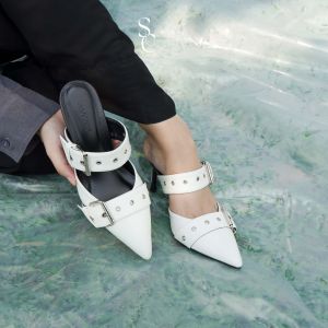 SEPASANG COLLECTION Suffragist Mules Wanita Heels Hak 7 Cm