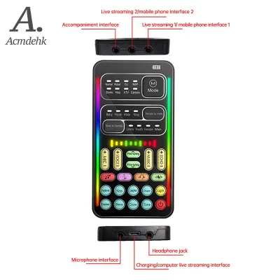 I9 Voice Changer Full Kit Multiple Audio Effect Bluetooth Live Sound Cards Ultra-Thin Portable Live Sound Card Mic Tool Easy Install