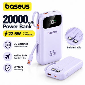 [3C Certified]Baseus 22.5W PowerBank 20000mAh Built in Dual Fast Charging Cable Portable Battery Charger