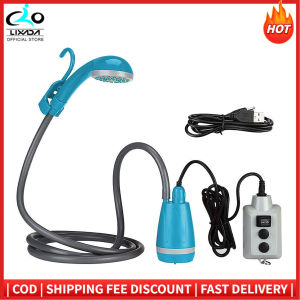 LIXADA Portable Camping Shower Outdoor Camping Shower Pump Rechargeable Shower Head for Camping Hiking Traveling