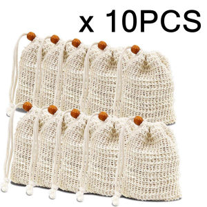 10 Pieces Natural Soap Bag Handmade Soap Saver Pouch Holder for Foaming