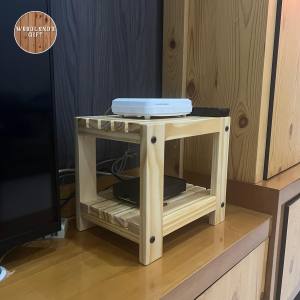 Solid wood MUJI style 2-tier WiFi/TV router and cooling rack | Router Rack solid wood cabinet | tv cabinet modern 2024 Muji style furniture | Small display cabinet