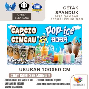 Cetak Spanduk Banner Capcin & Pop Ice Boba Costom Desain