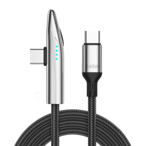 240W Fast Charging Cord Angled Type C Charging Fast Alloy Nylon Braided Cable Enhances Durability