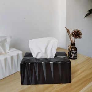 CEMOMEF Plastic Draw Tissue Box Waterproof Minimalist Tissue Container Modern Black and White Paper Holder Home Decoration