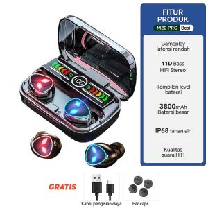 【EXTRA BASS】TWS M20 Pro Headset Bluetooth Earphone Powerbank 3800mAh Full Bass 10D HiFi Stereo Wireless Bluetooth 5.3 Earphone LED Display