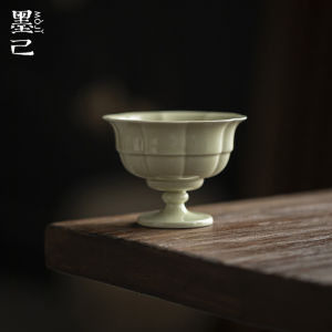 墨己绿釉仿宋高足主人杯功夫茶具花口大茶杯家用喝茶单杯品茗杯