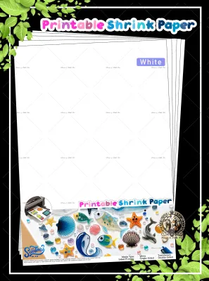 5pcs Santorini Bleu Original Printable Shrink Film A4 Kertas Shrink 可打印熱縮片 DIY Keychain Charm