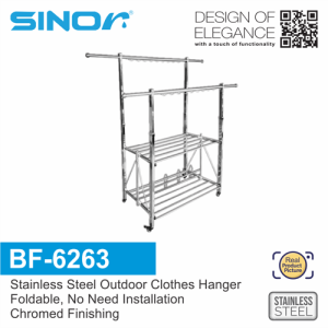 Sinor BF-6263 Stainless Steel Clothes Rack With Shoe Hanger Foldable Rack