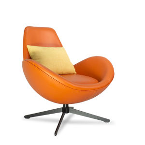 Ghế bành arm chair (egg chair OTRI Chummy) phong cách thư giãn thượng lưu chân xoay Phục Vị thiết kế mới nhất - Cam