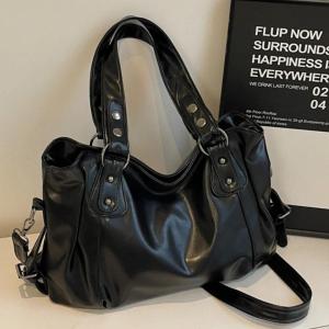 Retro Roomy Shoulder Bag Female Luxury Solid Color Classic Crossbody Bag Large Capacity Style Soft PU Leather Tote Bag