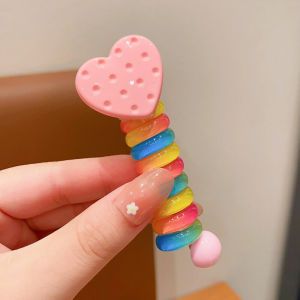 Korean Coil Hair Tie Kids Girl Ponytail Hair Rope Fashion Scrunchies Japanese Braided Telephone Cord Hair Ring