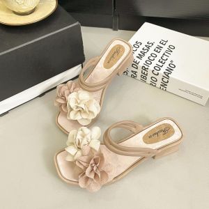 [Free Shipping] WomenS Camellia Sandals For Outdoor Wear 2026 New Model Open-Toe Chunky Heel Slide Sandals Other