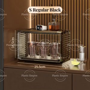 Luxury Cosmetic Storage Box Transparent Cup Storage Rack Box Dustproof Glass Tea Cup Tray Draining Desktop Cup Holder