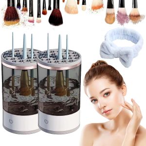 Máy làm sạch cọ trang điểm mới 2025 máy làm sạch cọ mỹ phẩm máy làm sạch cọ trang điểm tự động dùng được cho mọi kích cỡ cọ trang điểm (màu đen - 1 chiếc)