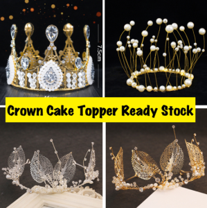 Gold Quen or Red and Blue Crown Cake Topper Princess Birthday Party Deco