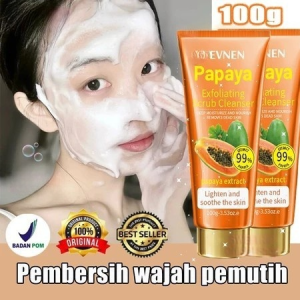 Papaya Whitening Facial Wash Pemutih Penghilang Flek Hitam Pembersih Wajah Jerawat Pembersih Komedo Papaya facial wash Pemutih Tidak Mengiritasi Pori-pori Bersih Dalam Sabun Cuci Muka Glowing 100g