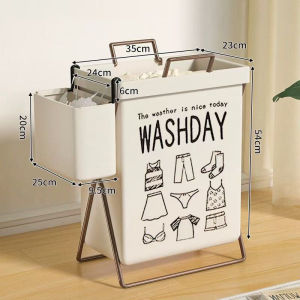【 Free Bag 】30kg Large Capacity Dirty Clothes Storage Foldable Laundry Basket Organizer with Steel Stand Waterproof Thick Dirty Clothes Hamper Sorter Basket for Bathroom