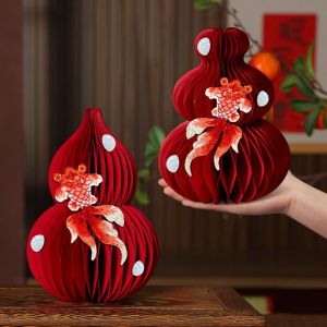YOUTH HOME 3D Gourd Shape Housewarming  Ornament Folding DIY Paper New Year  Decor Good Fortune Craft Housewarming Decorations Wedding Decor