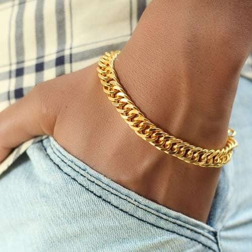Solid Pure 24K Gold Bracelet Women Men Curb Link Boss Chain 7.5inch/18g  足金999 | eBay