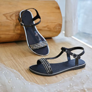 รองเท้าแตะรัดส้น แต่งสายเพชร สีขับผิวน่ารักมาก ใส่สบายไม่กัดเท้าใส่ได้หลายโอกาส #sy177