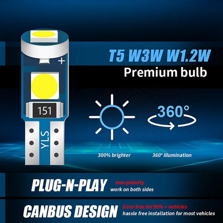 (PUCG) 20Pcs T5 LED Lights for Car Dashboard Panel Gauge Indicator