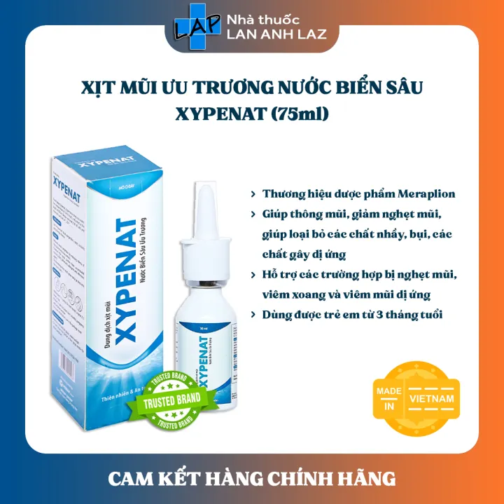 XYPENAT (75ml) - Xịt mũi ưu trương nước biển sâu, giảm viêm mũi, nghẹt mũi, viêm xoang