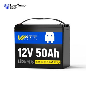 Wattcycle 12V 50Ah LiFePO4 Battery 12V for Solar 640Wh BMS Grade A+ cells 15000+ CycleLife Lithium iron phosphate