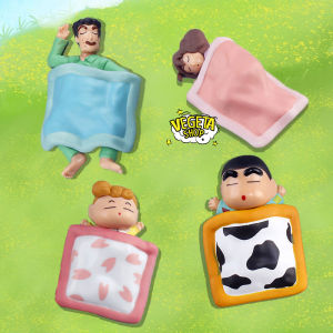 Mô hình Shin Cậu bé bút chì - Gia đình Nohara Shinnosuke Hiroshi Misae Himawari đắp chăn nằm ngủ - Shinchan dễ thương