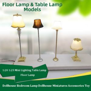 MINIMALUX 1:20 1:25 Lighting Table Lamp Mini Plastic Dollhouse Bedroom Lamp High Quality Floor Lamp Children Gift