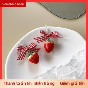 CS Ins ngọt ngào Bow Ribbon Acrylic Bánh Dâu Mặt dây chuyền bông tai chất lượng thả Bông tai cho cô gái Phụ Nữ Món quà đáng yêu Đồ trang sức