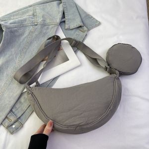 HOUMENG กระเป๋าถือแบบถือ กระเป๋าสะพายข้าง hobos พร้อมกระเป๋าใส่เหรียญ ไนลอนทำจากไนลอน ถุงใต้วงแขน กระเป๋าสะพายไหล่เดียว แฟชั่นสำหรับผู้หญิง การเดินทาง กระเป๋าพระจันทร์ครึ่งเสี้ยว สาวๆ