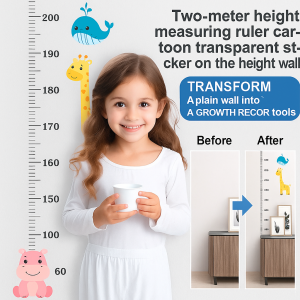 Home baby twometer long wall stickers cartoon height ruler