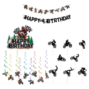 Motorcycle Lover Birthday Decoration Kits Sustainable Paper Spirals Cake Inserts Fast Assembly Party Essential