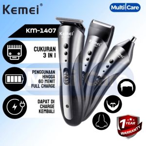 KEMEI KM 1407 hair clipper alat cukur rambut kumis jenggot recharge