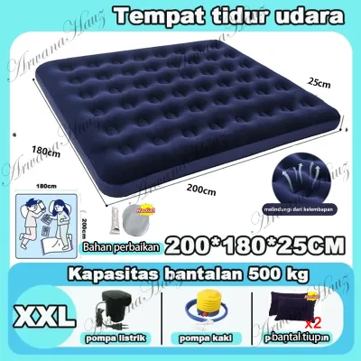 Kasur Angin Dengan pompa udara matras angin Termasuk Bantal Portable tahan air kasur tiup Outdoor Indoor Car Matress/ Kasur Angin Bestway / Matras beristirahat dan berkema / Kasur Camping / Kasur Tiup Air Bed Queen Size / Kasur Tidur Angin / Kasur Angin