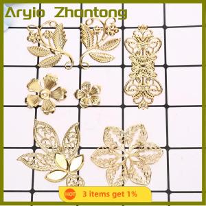 Aryio 50Pcs Vintage Metal Leaf Filigree Flower Slice Charms DIY Craft Jewelry Making