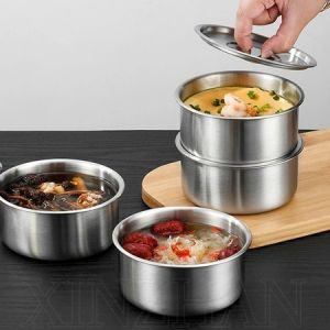Stainless Steel Steamed Egg wl with Lid Soup wl Steamed Rice wl Anti-Scalding Complementary Food wl Kitchen Tools Stainless Steel wl