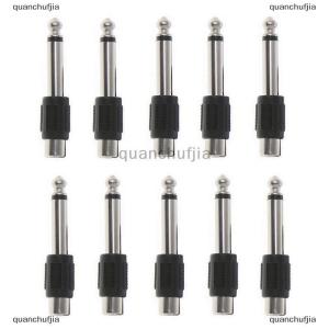 [COD] quanchufjia 10 pcs RCA FEMALE JACK ถึง6.35มม.1 4 ตัวเชื่อมต่ออะแดปเตอร์ MONO plug Audio