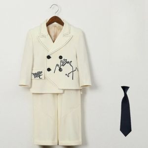 Kids Suit Set Vintage Star-Embroidered Flower Boy Wedding Birthday Party Tuxedo Formal Boys Piano Host Performance Costume 10 Y2026