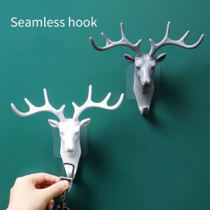ผนังตะขอแขวน Vintage Deer Head Antlers สําหรับแขวนเสื้อผ้าหมวกผ้าพันคอคีย์กวาง Horns ราวไม้แขวน Wall ตกแต่ง