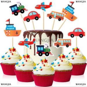 [COD] WANGJIA 10pcs Cartoon Car Transport Cupcake Topper Food Picks Kids Birthday Party Favors