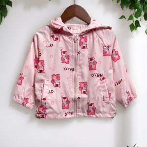 Áo khoác gió cho bé gái 1-6 tuổi 2 lớp túi bèo đính nơ cao cấp lót cotton hàng Quảng Châu