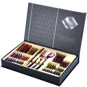 🇸🇬🔥SG STOCK🔥 High quality 24 PCS Stainless Steel Cutlery Set High Quality Flatware Set With Gift Box