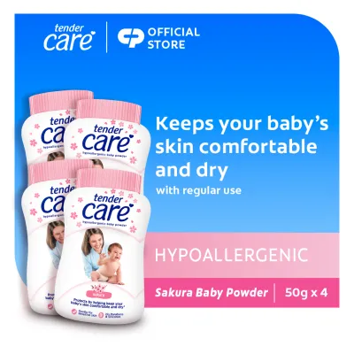 Tender Care Sakura Baby Powder - Hypoallergenic & Dermatologically Tested 50g Value Pack of 4