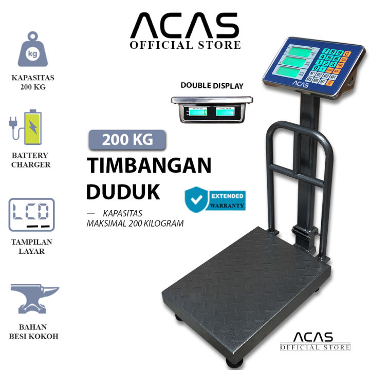 ACAS TCS 200Kg / 1Kg Timbangan Duduk Digital Stainless Single Double ...