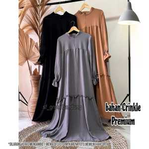 Dress Lebaran wanita dewasa Gamis Kondangan simple elegan ARIANI Dress Maxy bahan Crinkle Airflow